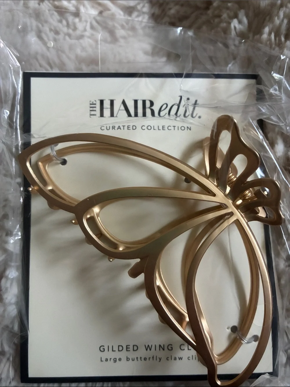 GILDED WING BUTTERFLY CLAW CLIP- Gold